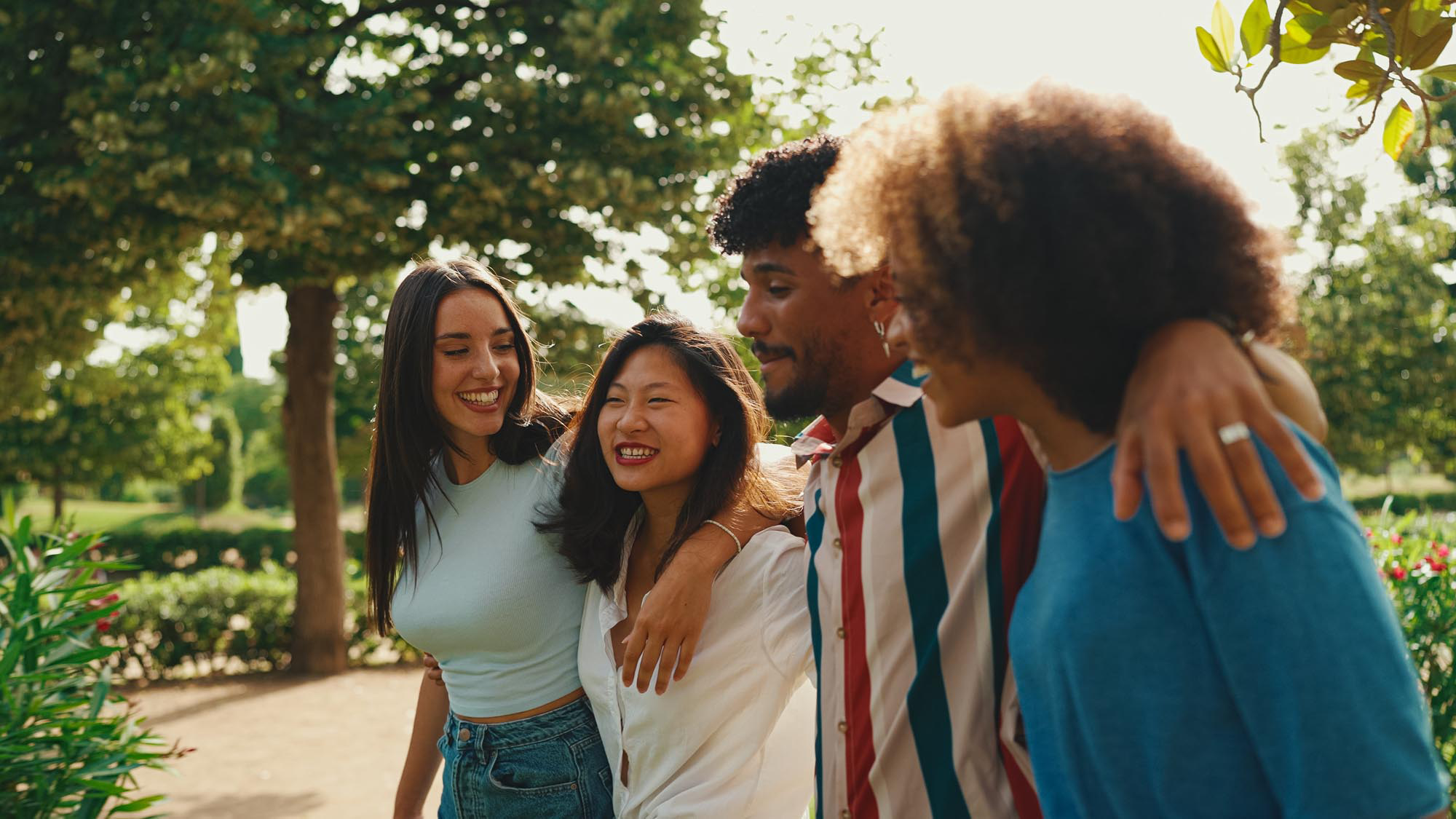 Group of young adults talking outside
