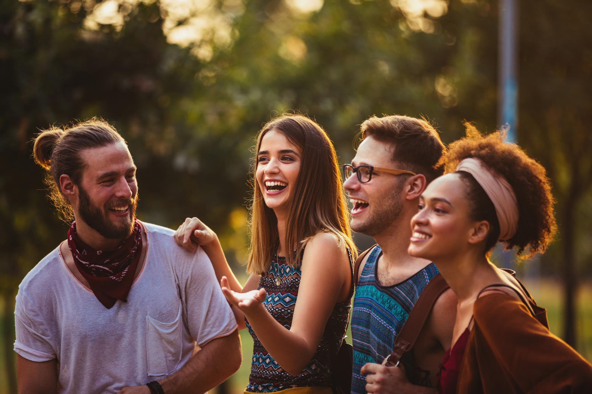 Group of young adults talking outside