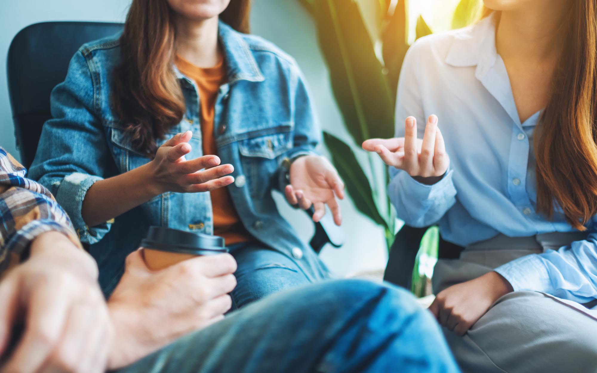 Adult speaking in a group session